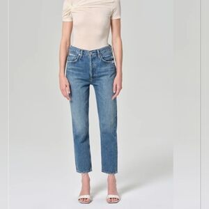 Agolde Riley 59% Organic High Rise Straight Crop Minimalist Jeans Sz 26